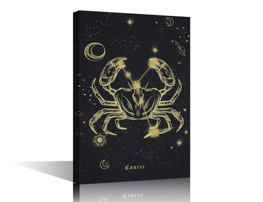 Wall Art Constellation Cancer Modern Painting Print Zodiac Constellation Poster Modern Wall Art Canvas Artwork for Living Room Home Bathroom Bedroom Office Decoration Ready to Hang - 18"W x 12"H