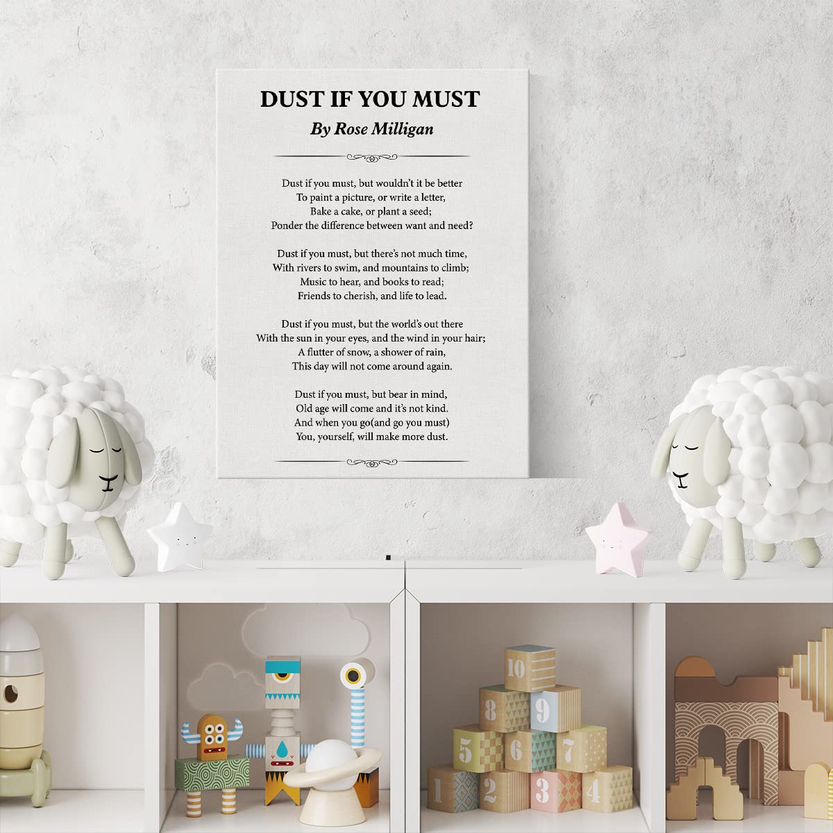 Motivational Dust If You Must poetry Canvas Wall Art Print Poster Painting Framed Modern Artwork for Home Parlour Office Decor 12 X 15 Inch