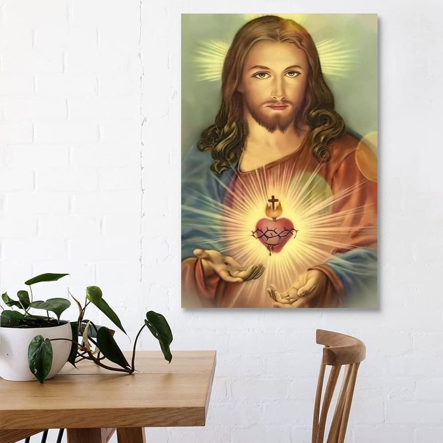 FireDeer Catholic Jesus Poster Print On Canvas Painting Christian God Pictures for Living Room No Frame (Sacred Heart of Jesus-1,8x12inch)