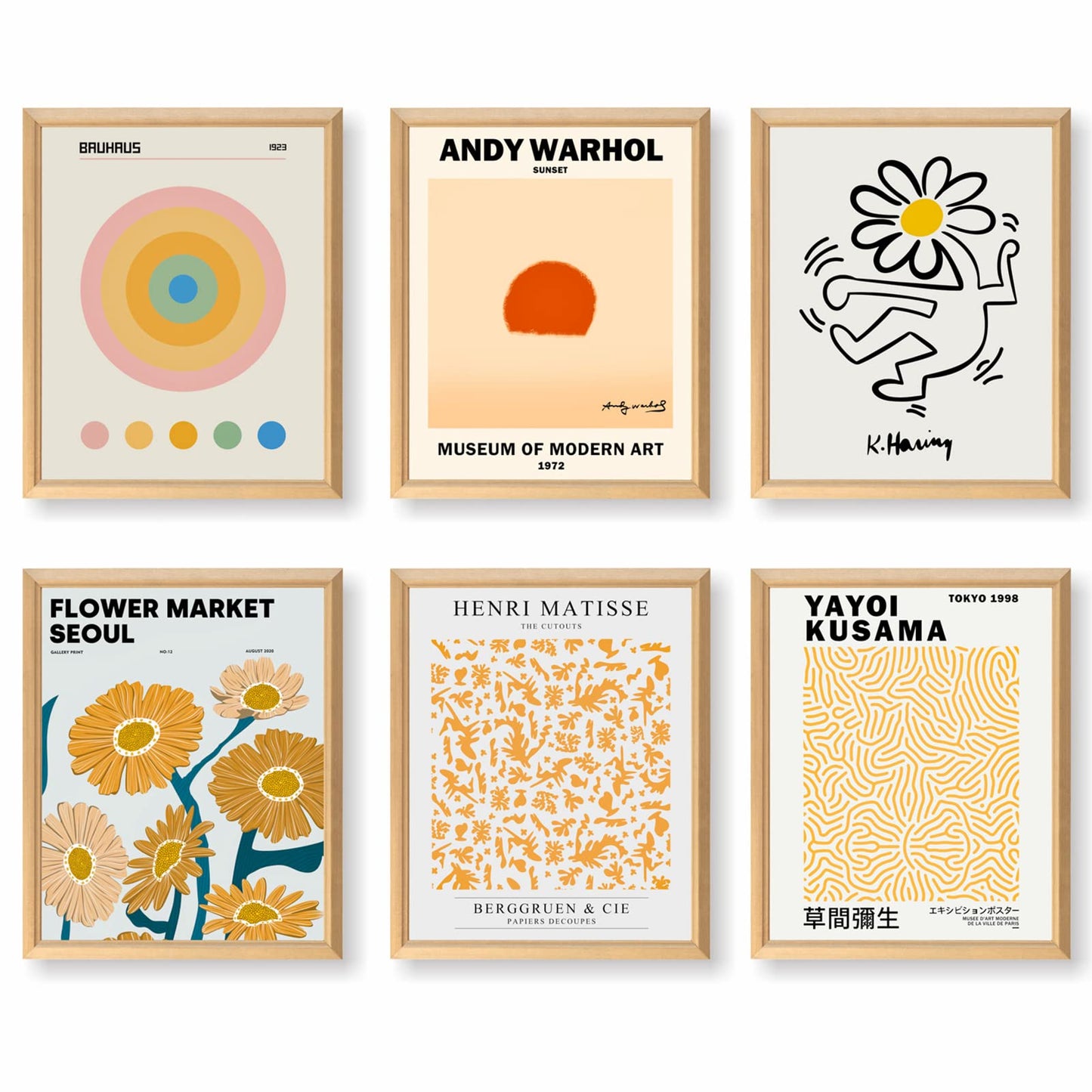 dazongweihan Yellow Matisse Prints Wall Art, Aesthetic Posters Danish Wall Art,Unframed, Flower Market Exhibition Posters,8x10in, Set of 6(C)