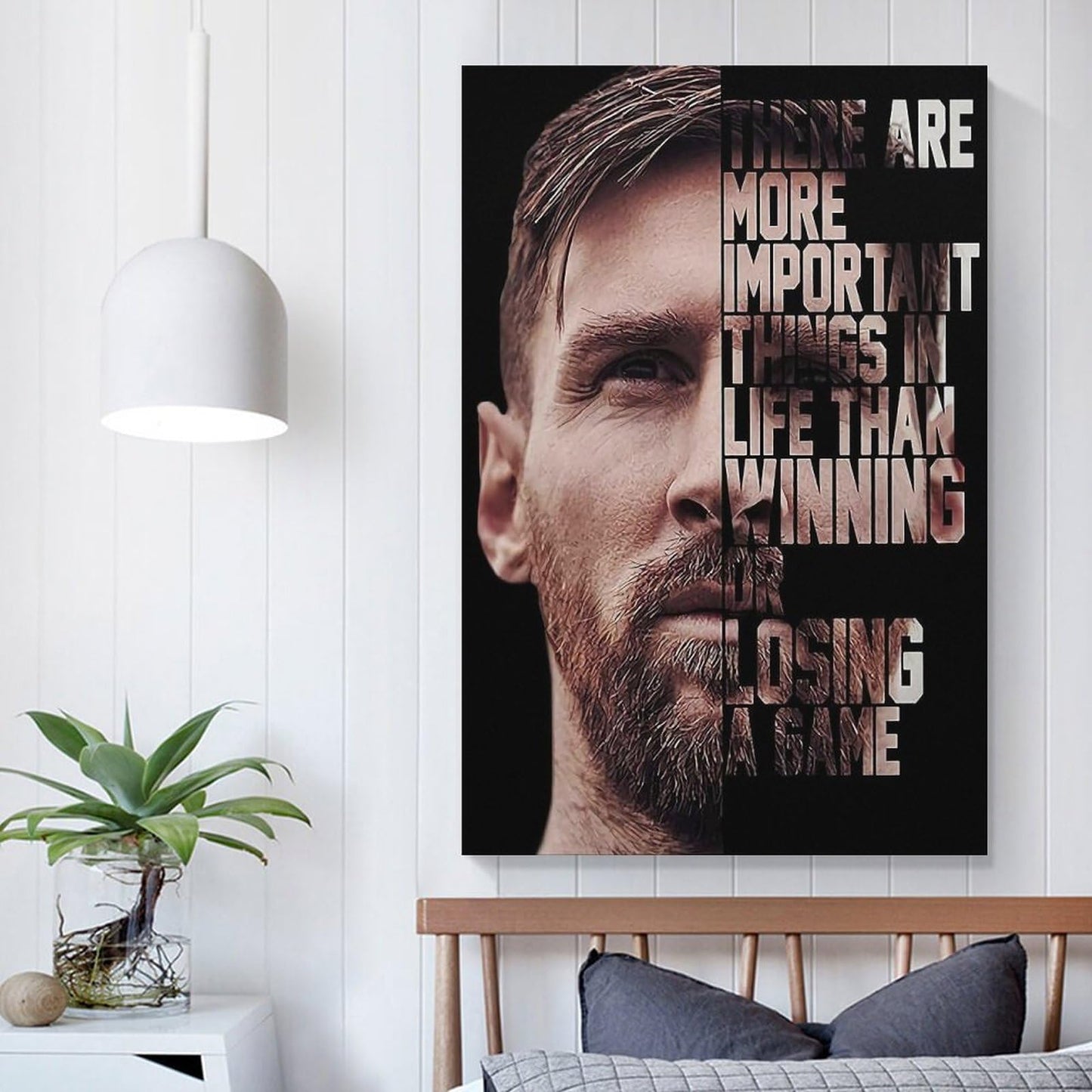 HAYNANCH Soccer Poster Football Star Messi Poster Inspirational Wall Decor Print With Soccer Star Lionel Messi's Inspiring Quote, Perfect For Home Decor Unframed 12x18inch(30x45cm)