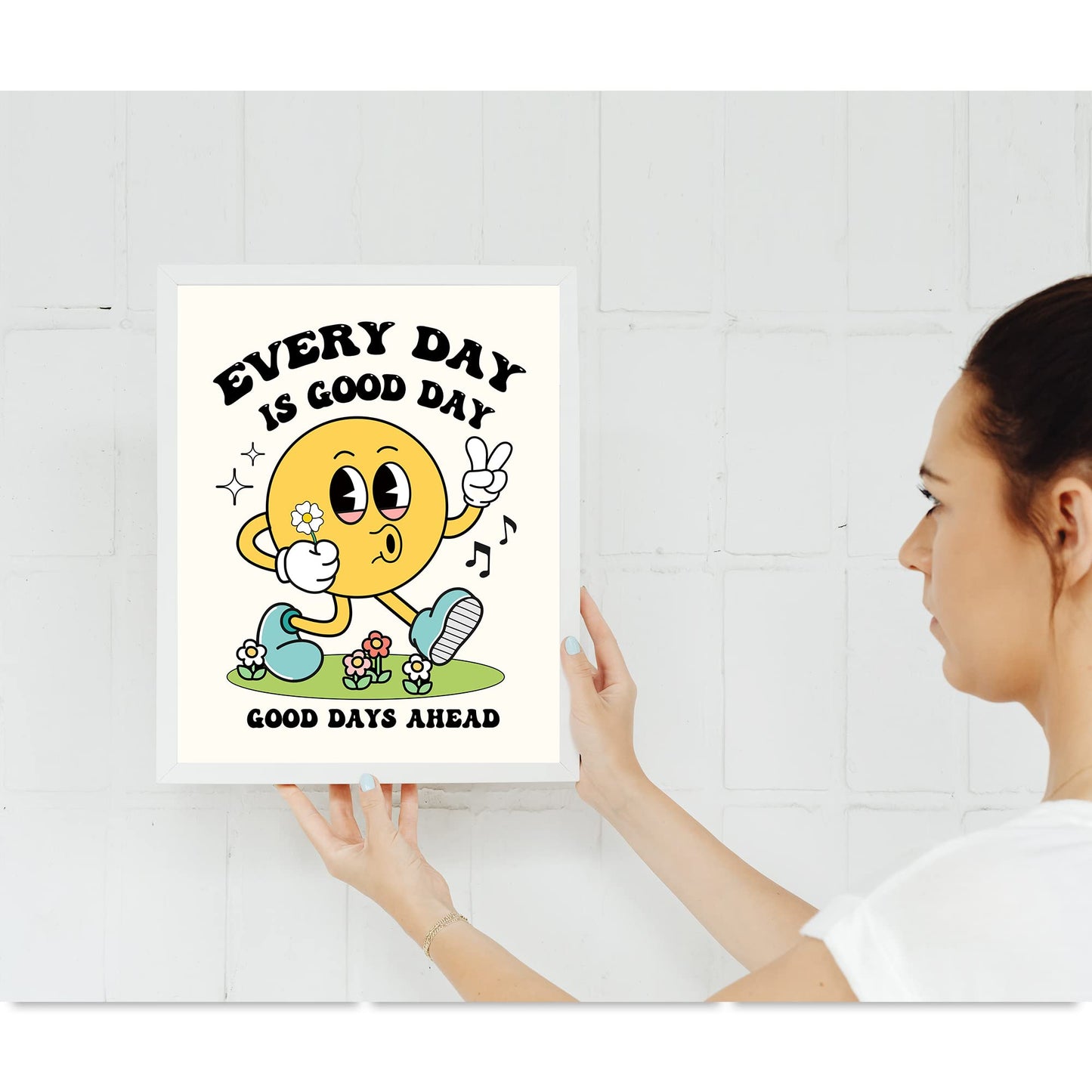 Retro Aesthetic Room Decor Vintage Cute Motivational Postive Quote Poster Print Wall Art Gift Home Bathroom Bedroom Unframed 6Pcs (8x10In)