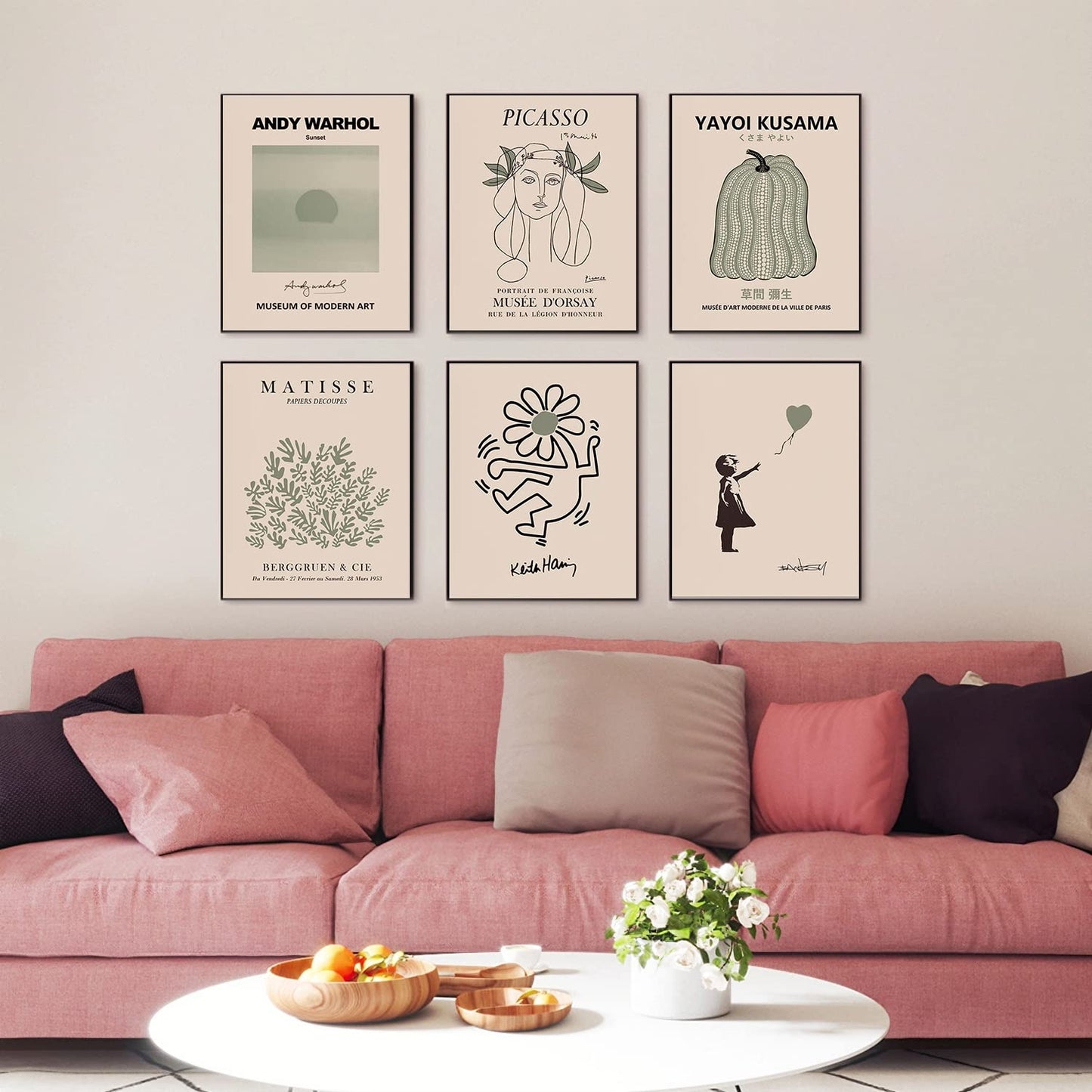 Sage Green Room Decor Aesthetic Matisse Prints Gallery Wall Art Prints Exhibition Poster Living Room Office Bedroom | Pack of 6, Unframed 8x10