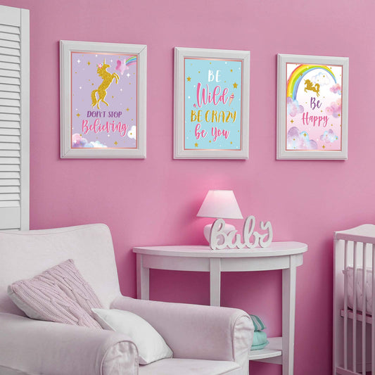 Zonon 9 Pieces Unicorn Bedroom Decor for Girl, Unicorn Wall Art Prints Unicorn Posters for Teen Girls Room Unframed Unicorn Wall Decor for Girls Kids Teen Room Decoration