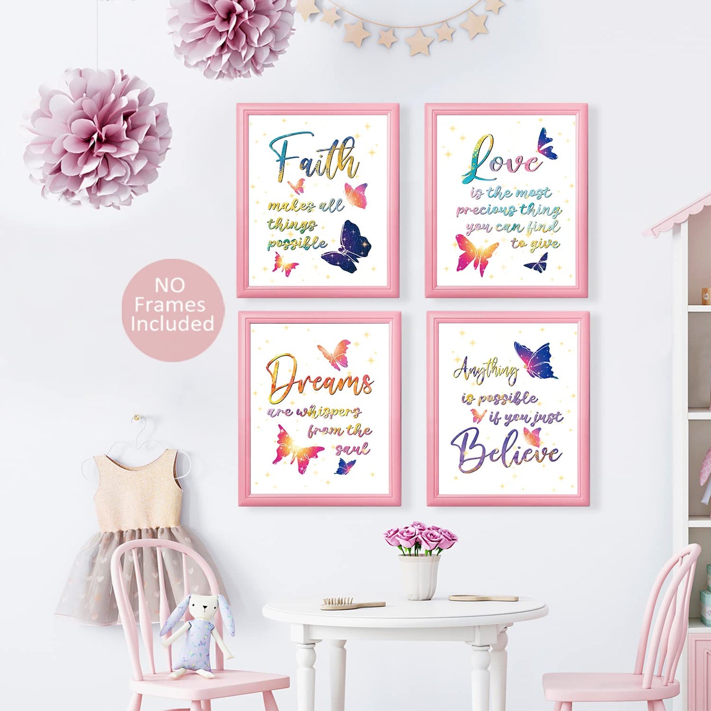 Positive Affirmations Butterfly Wall Decor Poster, Inspirational Quote Wall Decor Art Print, Motivational Saying Colorful Butterfly Art Print, Office Classroom Bedroom Decor For Teen Girls Women