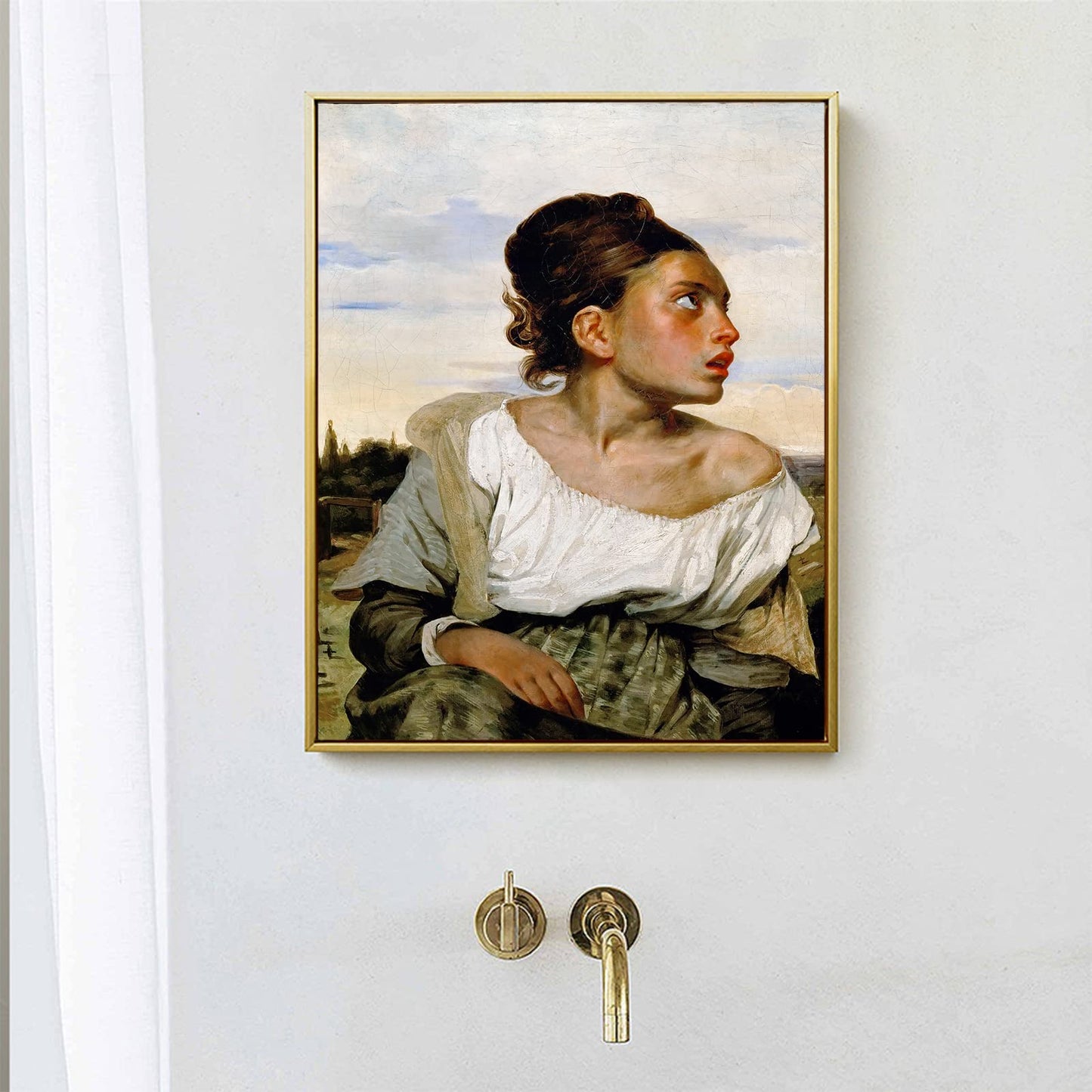 KWAY Eugene Delacroix Wall Art - Orphan Girl at The Cemetery poster - Classic Art Reproductions Canvas Prints Wall Art for Living Room Bedroom Office Unframed