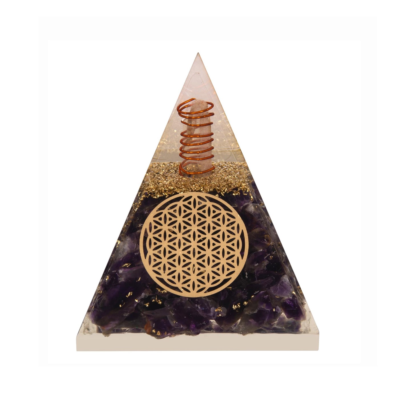 Agate Mart Amethyst Orgonite Pyramid Crystals Pyramid for Positive Energy And Meditation Yoga Positive Energy Crystal That Promotes Wealth, Prosperity and attracts Success