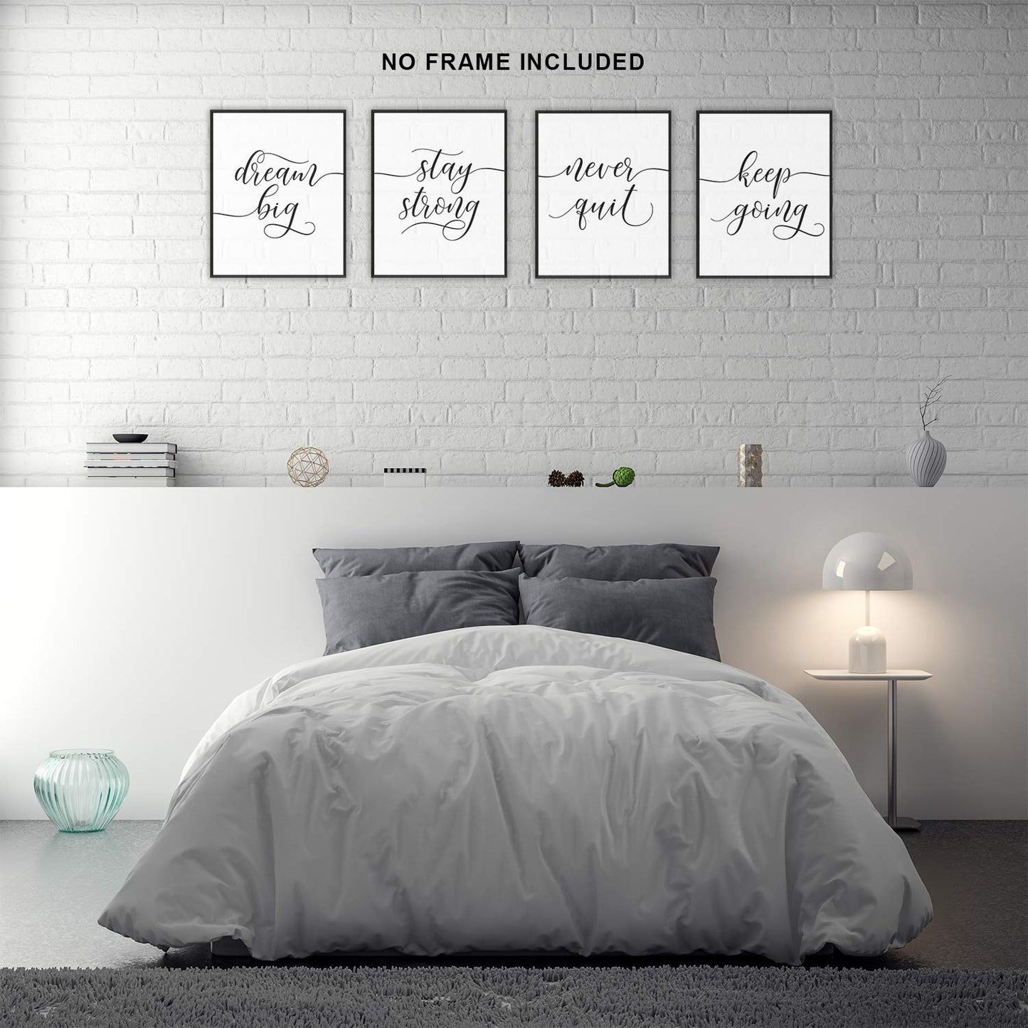 Motivational Wall Art, Inspirational Wall Art Decor For Office bedroom and living room, Positive Quote & Saying Office Decor - Black and White Picture Wall Poster Prints (8X10 Set of 4 Unframed)