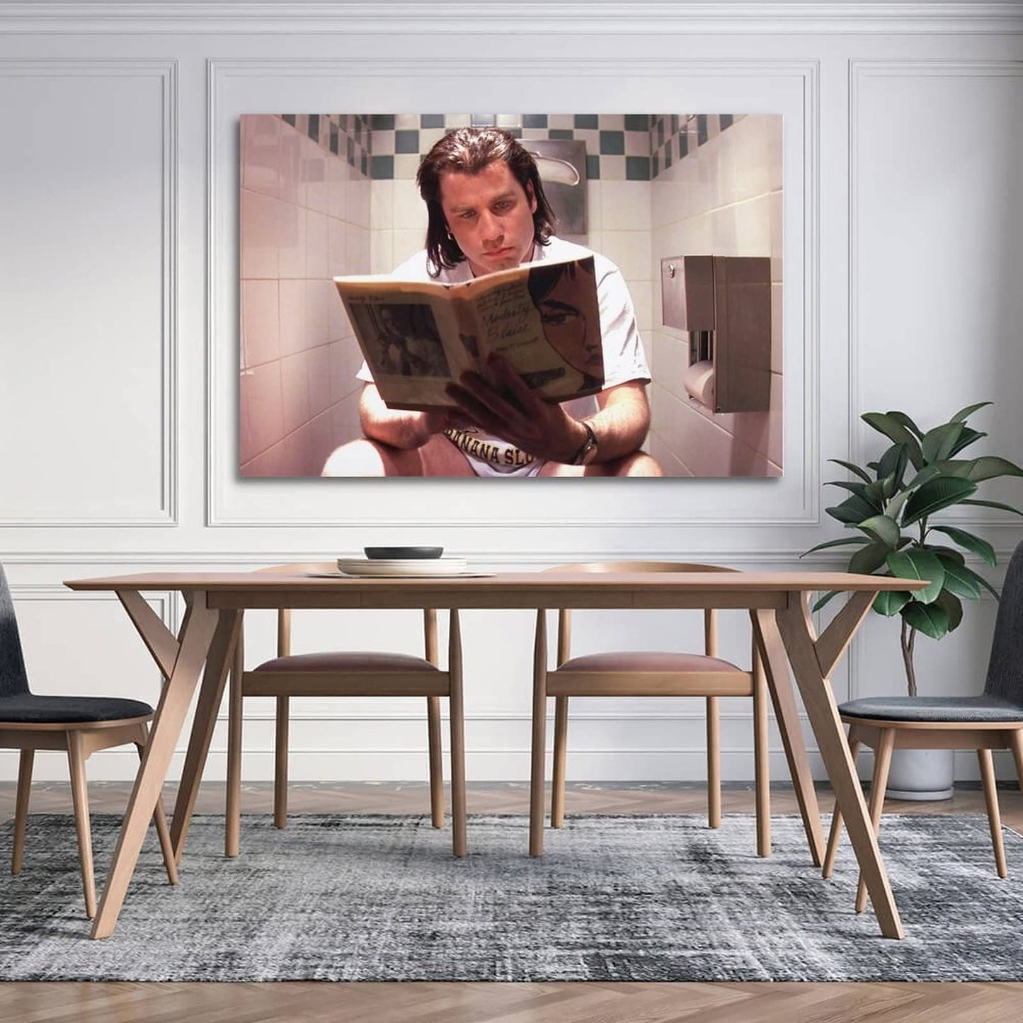 Vincent Vega On Toilet Funny Bathroom Art Posters Cool Wall Decor Art Print Canvas Posters for Room Canvas Art Poster And Wall Art Picture Print Modern Family Bedroom Decor Posters 12x18inch(30x45cm)