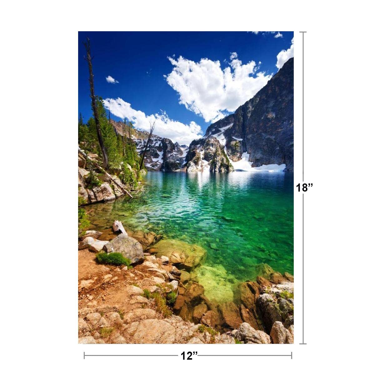 Summer Clouds over Goat Lake Sawtooth Mountains Photo Photograph Cool Wall Decor Art Print Poster 12x18
