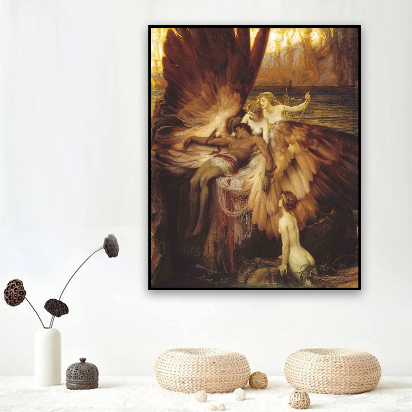 ZZPT Herbert James Draper Poster - The Lament for Icarus Art Print - Classical Paintings on Canvas Vintage Wall Decor for Bedroom Living Room Unframed (8X10in/20x25cm)