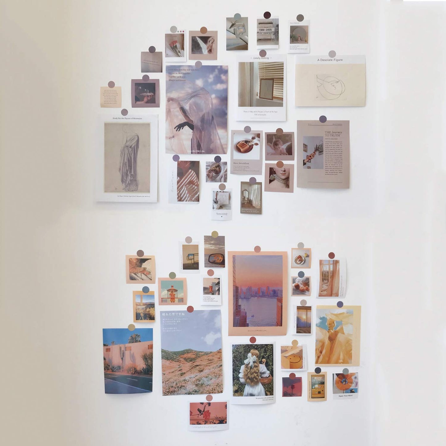 Wall Collage Kit Aesthetic Art Pictures Small Posters Prints for Bedroom Dorm Decor, Include 48pcs Self-adhesive Dots(Set of 40)