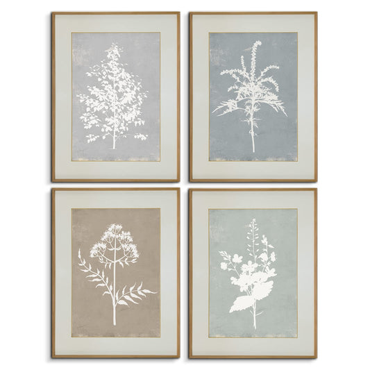 QTESPEII Set of 4 Vintage Botanical Wall Art, White Herb Plants Flowers Canvas Print Posters Pictures Simple Life Home Decor Unframed Artwork for Living Room Bedroom Bathroom Decorations - 8''x10''