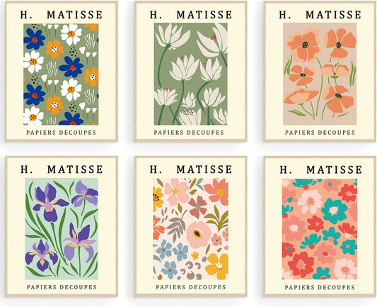 Rossorha Matisse Wall Art Prints, Abstract Matisse Wall Art Exhibition Posters(Flowers)