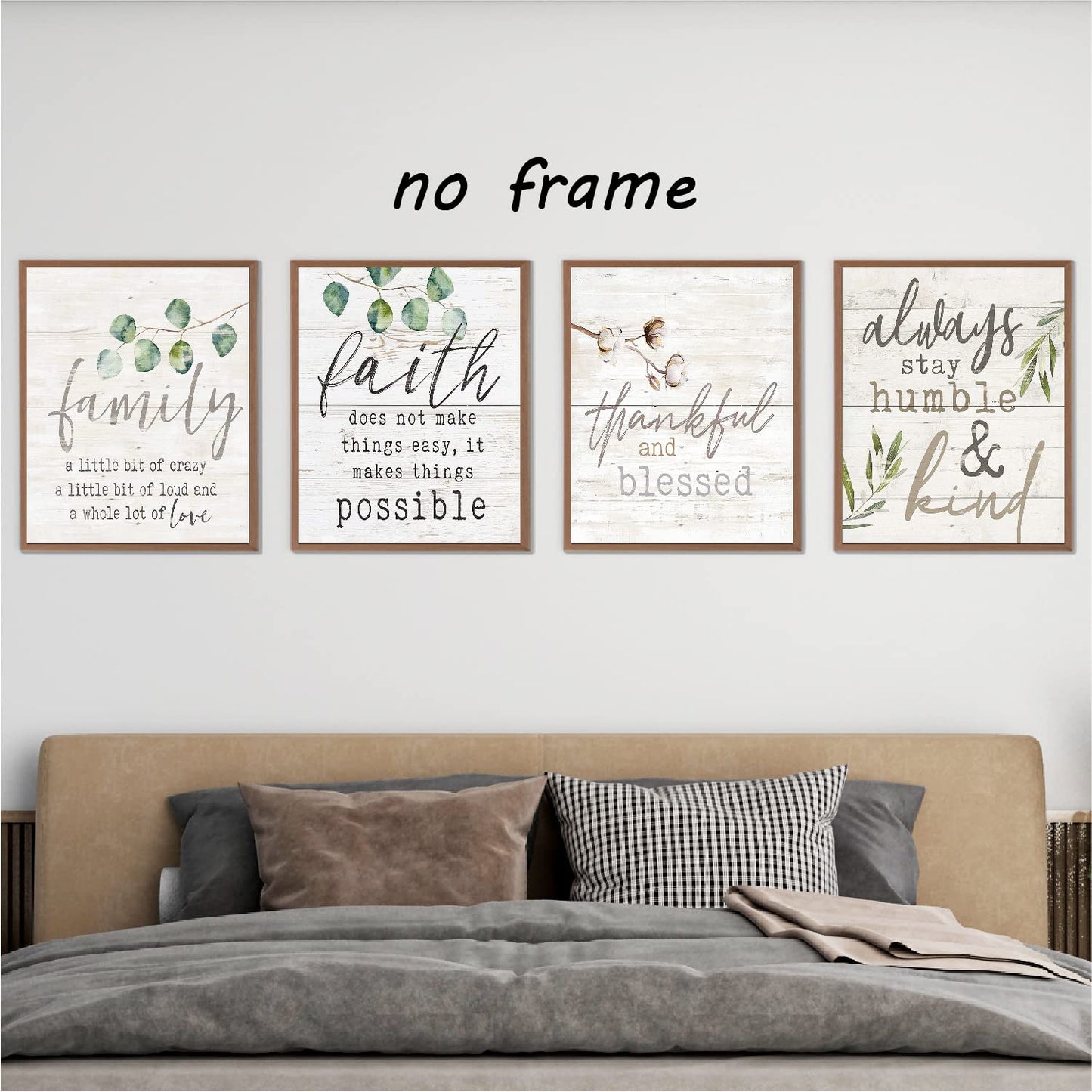 VNWEK Inspirational Quote Christian Bible Verse Scripture Wall Art Poster Prints Unframed 8”x10”Set Of 4,Religious Christian Decorations for Home Bedroom Living Room Church,Housewarming Gifts