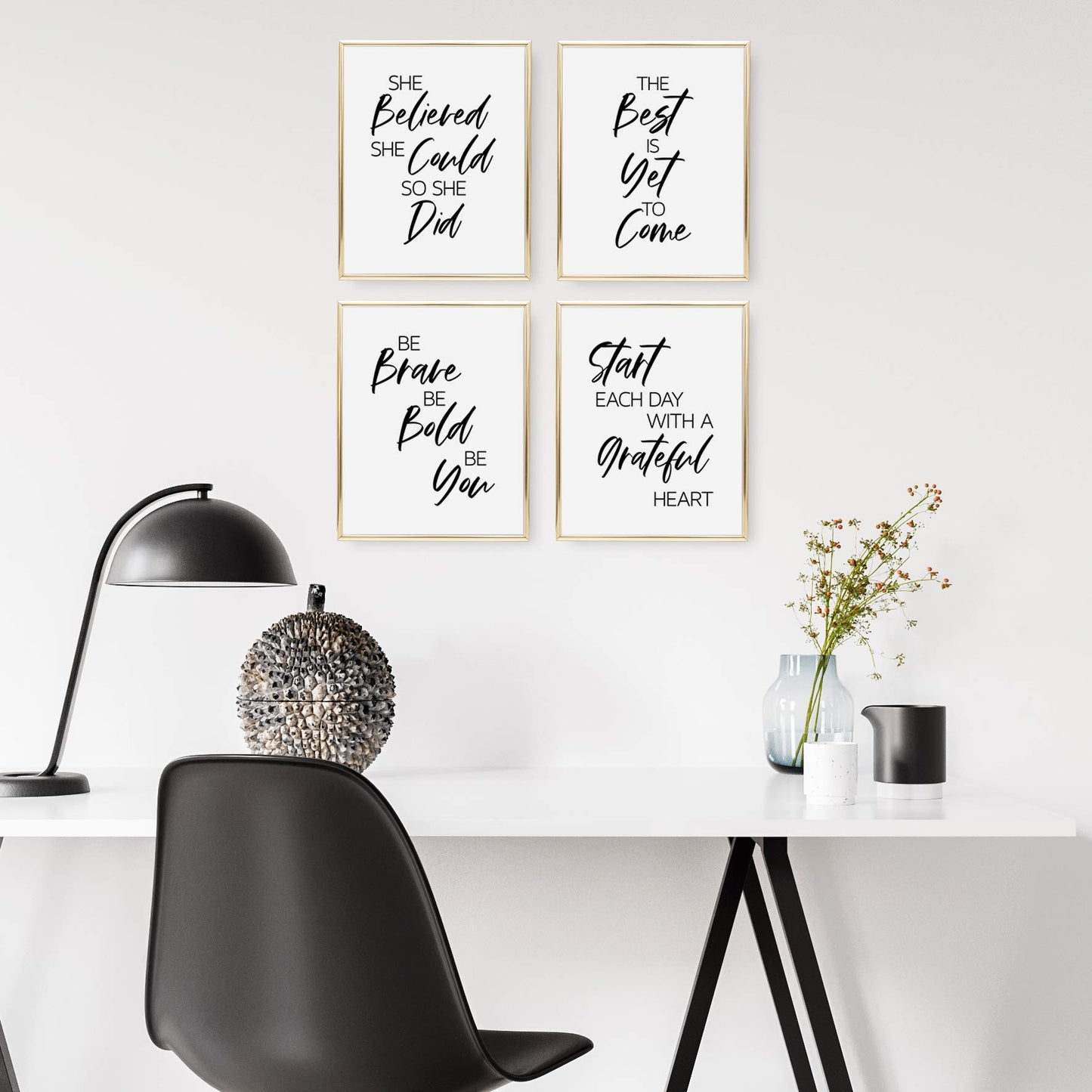 Brooke & Vine Inspirational Wall Decor Art Prints (UNFRAMED 8 x 10) Motivational Women Teen Girl Wall Art Posters for Office, Bedroom, Desk - Be Brave