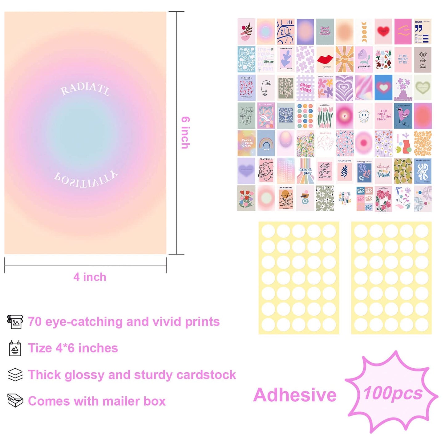 Room Decor Aesthetic,Pink Wall Decor,70PCS Cute Wall Posters,Danish Pastel Wall Collage Kit,Y2k Decorations,Preppy Room Decor for Teen Girls Apartment/College Dorm/Bedroom Decor,Photo Prints,4x6 Inch