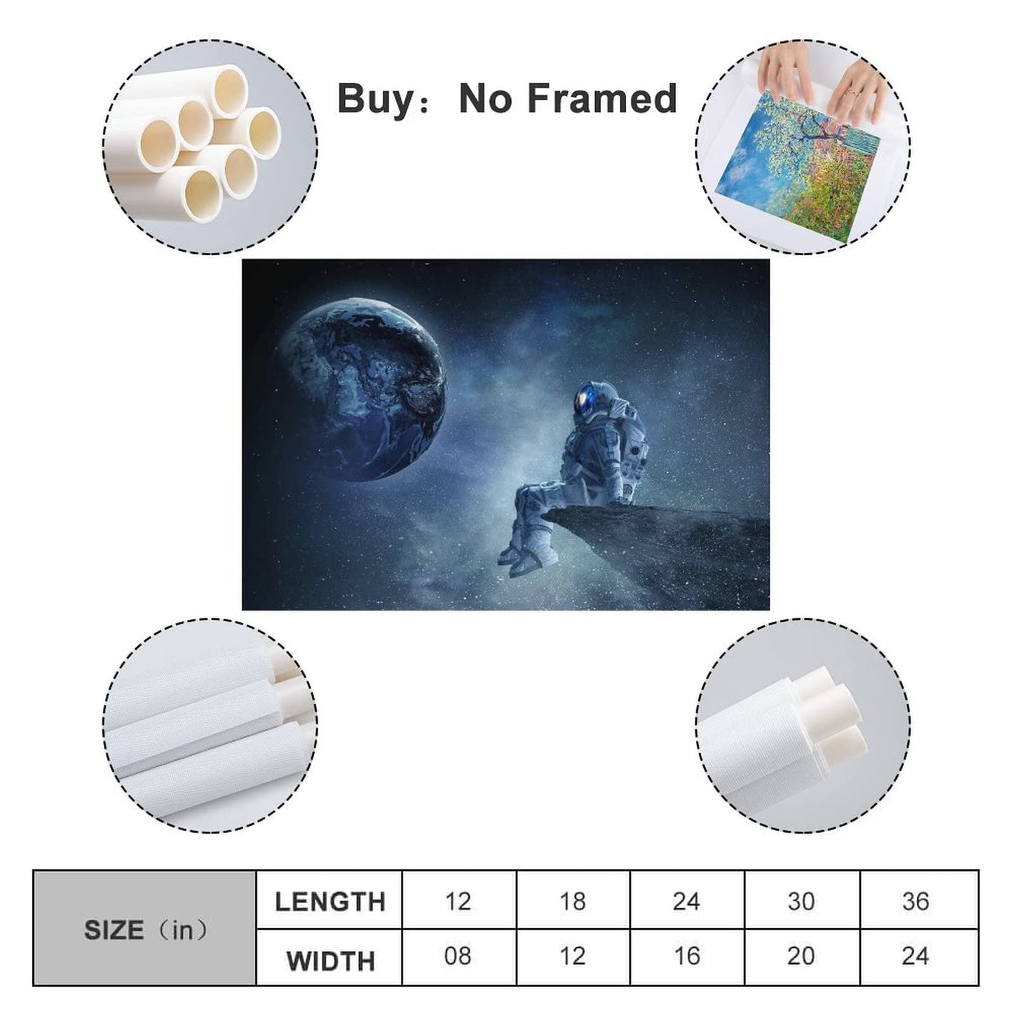 SUANA Astronaut Spaceman Posters for Men Canvas Art Poster And Wall Art Picture Print Modern Family Bedroom Decor Posters 12x18inch(30x45cm)