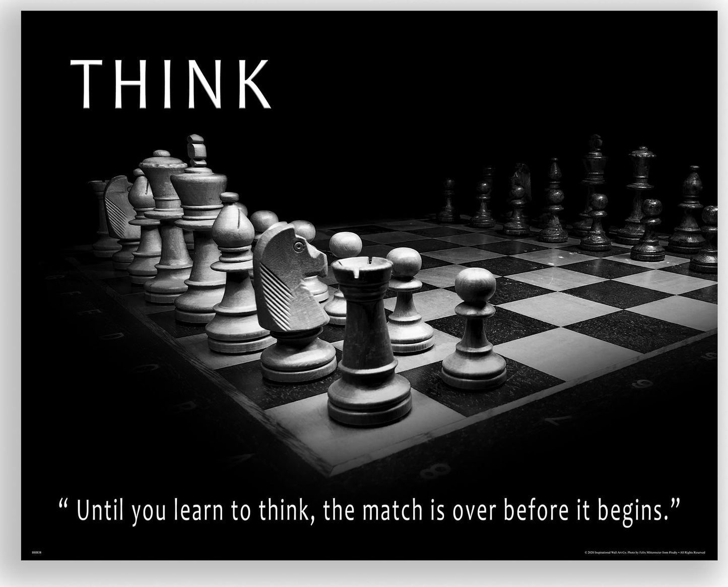 Inspirational Wall Art Co. - Think - Knight Chess Match Moves King Openings Knowledge Motivational Players Quotes Posters - Print Home Gift Bedroom Decor - 11X14 inches