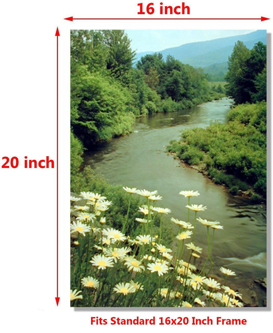 Eastern River Trees Scenic Landscape Nature Wall Decor Art Print Poster (16x20)