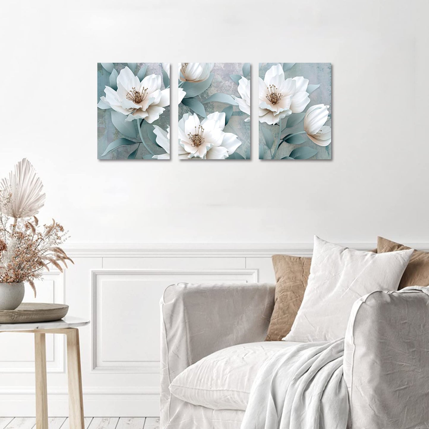 Floral Wall Art Botanical Prints & Posters Floral Canvas Wall Prints Flower Pictures Wall Decor for Living Room, Bathroom Bedroom Kitchen Bathroom Wall Decor, Unframed Set of 3, 12x16 inches