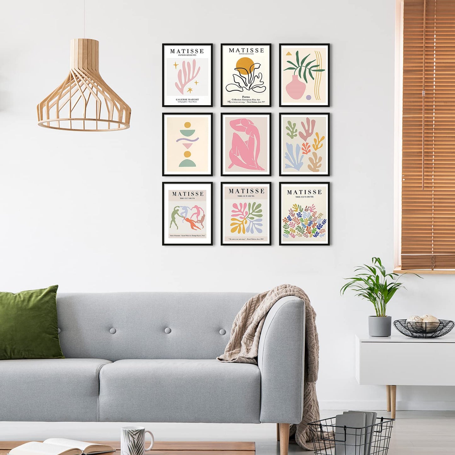 Matisse Wall Art, 9PCS Matisse Poster Pack Set ,Danish Pastel Room Decor Aesthetic Minimalist Wall Prints, Danish Pastel Wall Collage Matisse Prints for Living room Bedroom and Office(Unframed, 8x10)