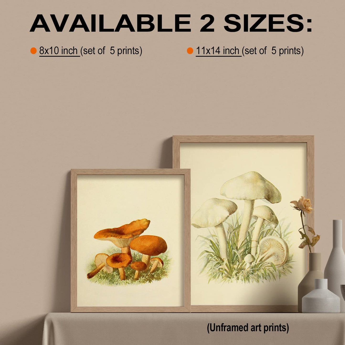 LIYAOLI Vintage Botanical Wall Art Prints Posters for Room Aesthetic,8X10 Inch Unframed Plant Poster Set of 6 Mushroom Cottagecore Room Decor Bedroom Teen Girl Living room Wall Decor (8 x 10'')
