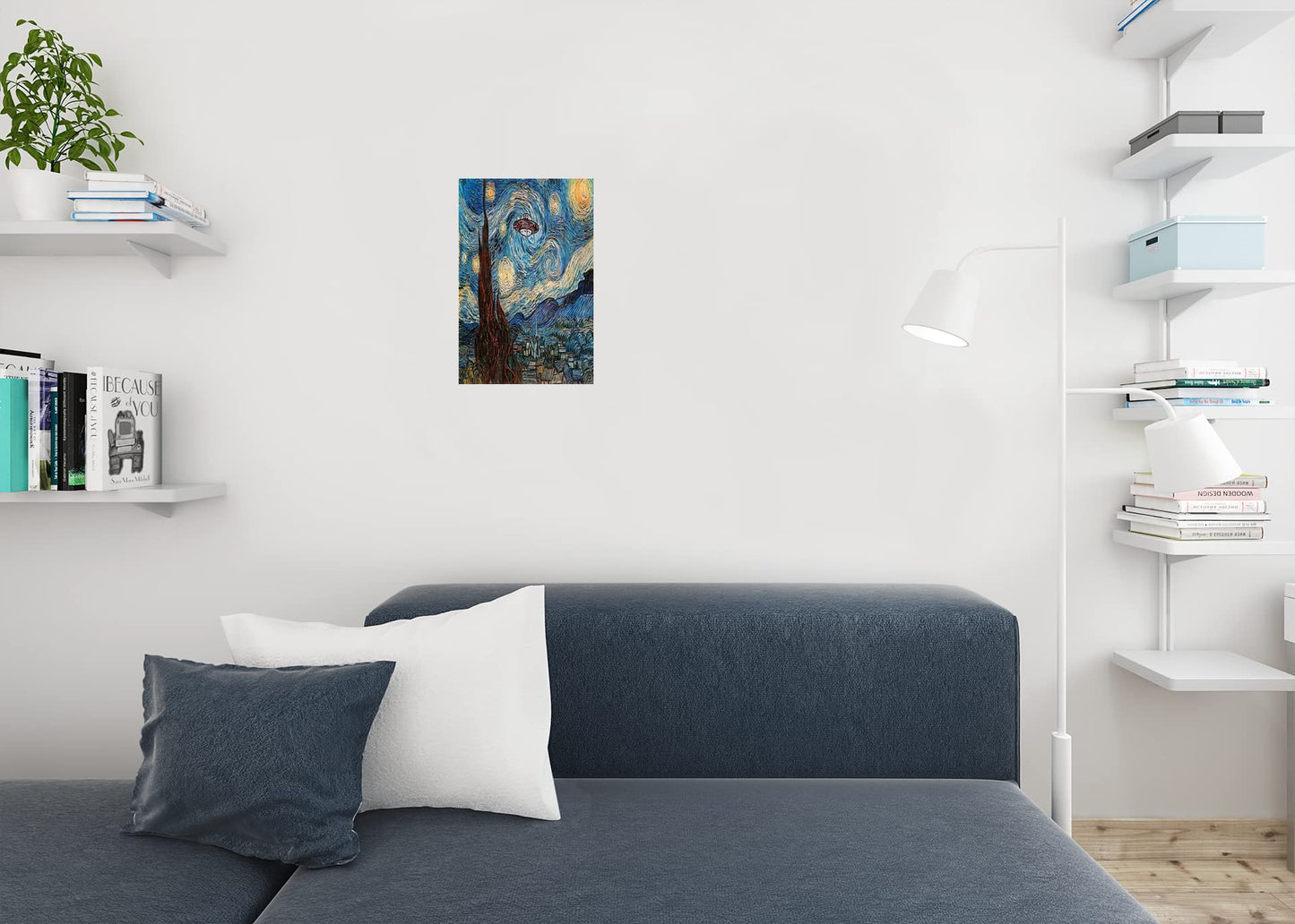 UFO Sighting On A Starry Night Vincent Van Gogh Humor Art Van Gogh Wall Art Nature Town Wall Decor Landscape Night Sky Poster Starry Night Decor Fine Art Cool Wall Decor Art Print Poster 12x18