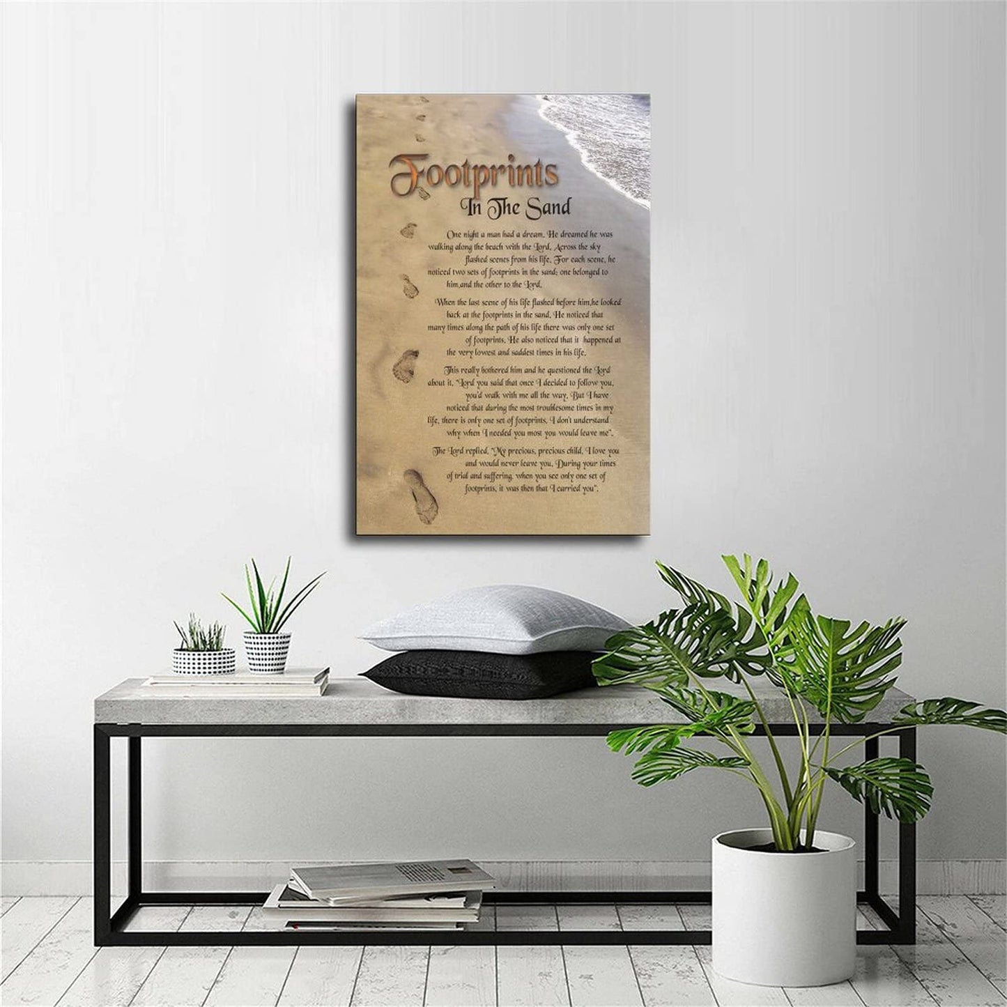 QFART Wall Art Canvas Footprints in The Sand Posters HD Canvas Print Posters Modern Home Decor Wall Art Canvas UnFramed,08x12inch(20x30cm)