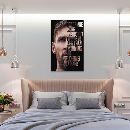 HAYNANCH Soccer Poster Football Star Messi Poster Inspirational Wall Decor Print With Soccer Star Lionel Messi's Inspiring Quote, Perfect For Home Decor Unframed 12x18inch(30x45cm)