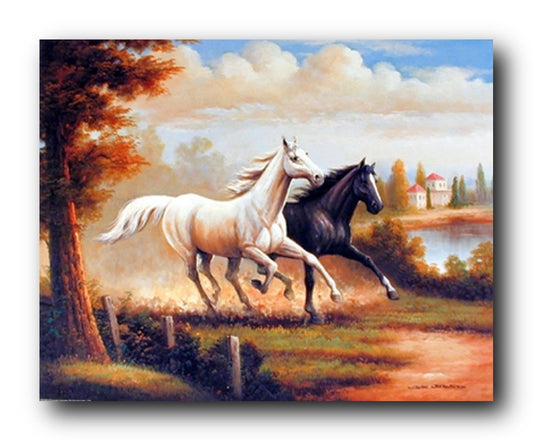Wild Stallion Horses Running Western Wall Decor Art Print Poster (16x20)