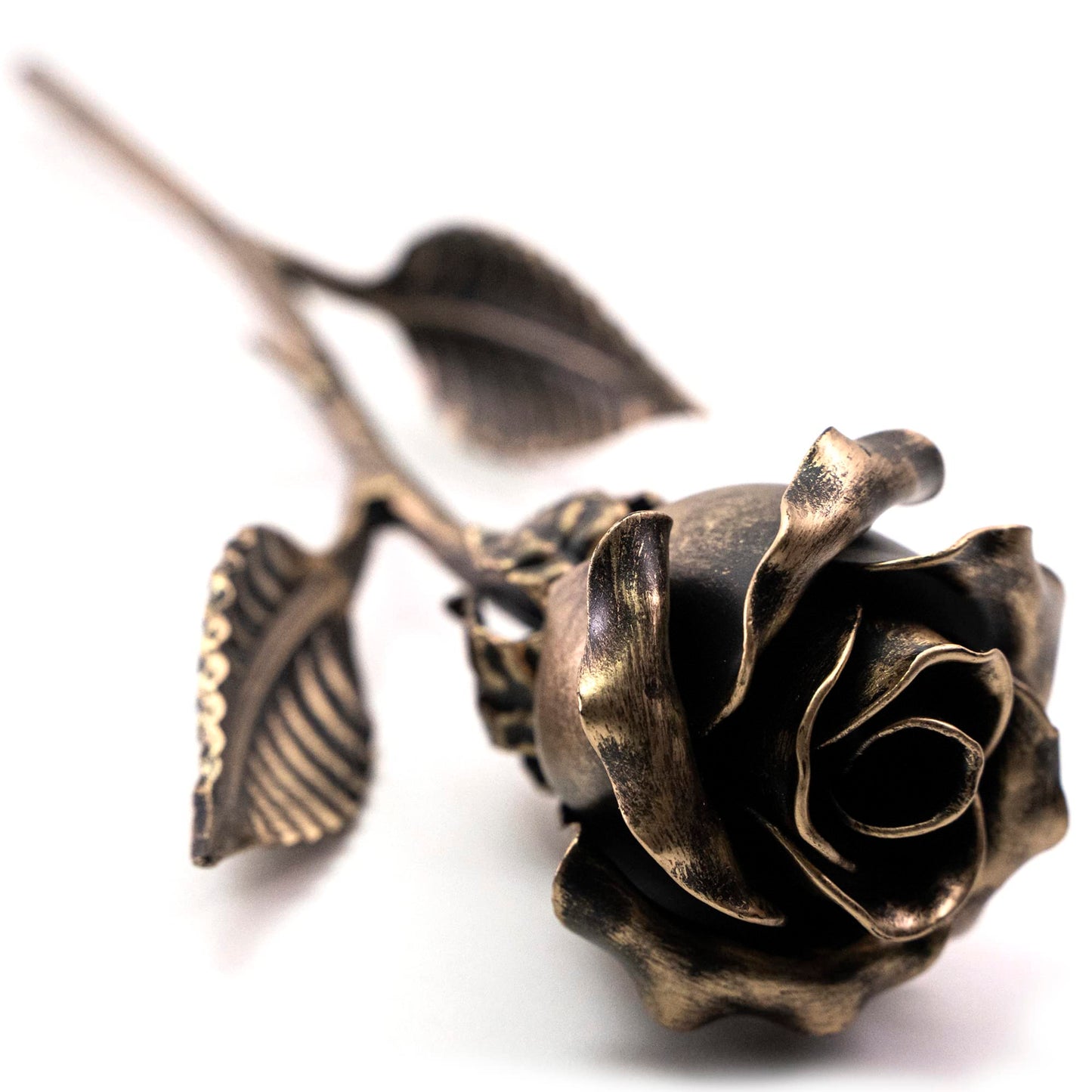 MakuliSmit Handcrafted Bronze Metal Rose - Solid Gift of Everlasting Love - 8th 19th Wedding for Her