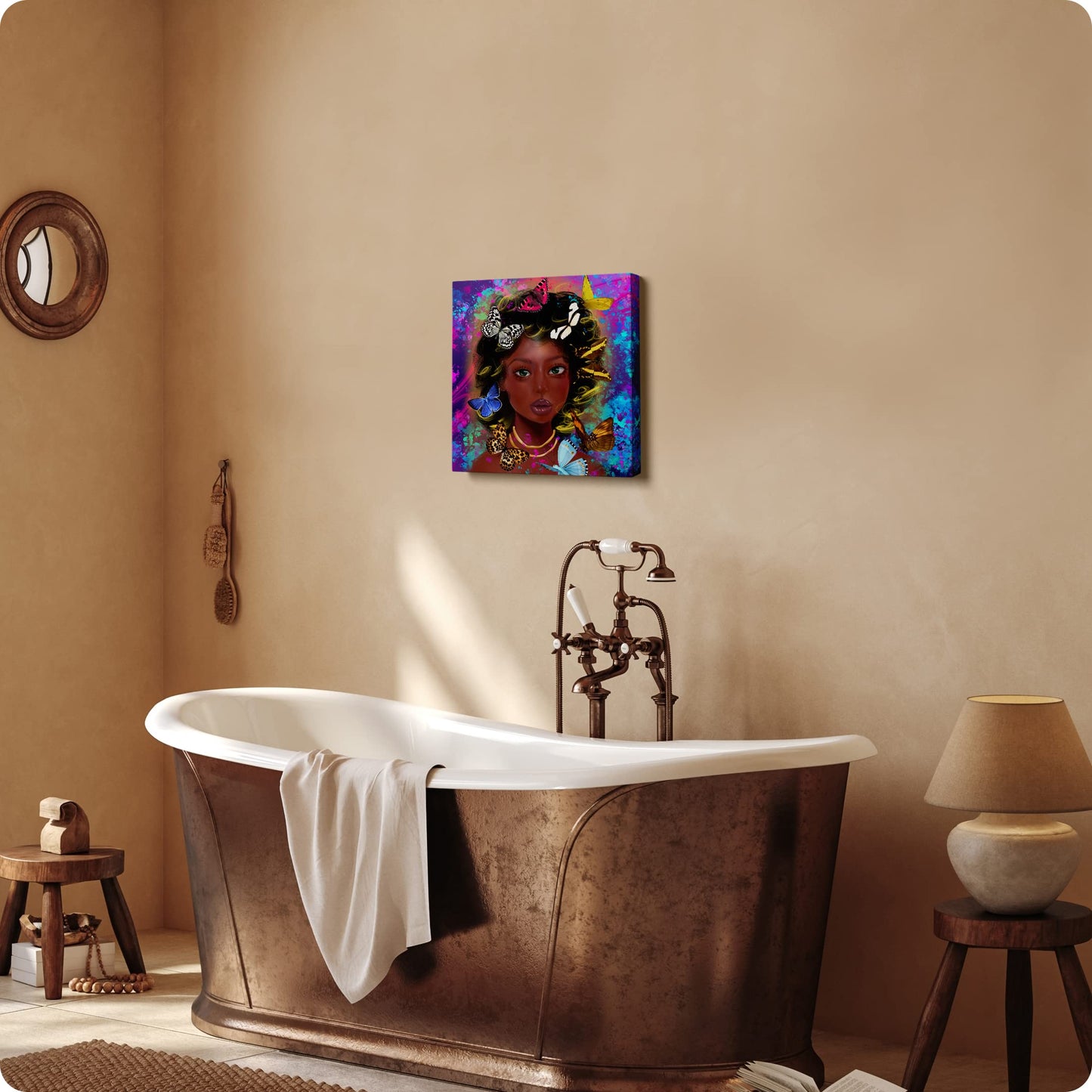 African American Wall Art for Living Room Black History Month Decorations Black Girl Women Canvas Wall Art Abstract Modern Indian Women Wall Decor Butterfly Print Painting Poster for Bathroom Bedroom