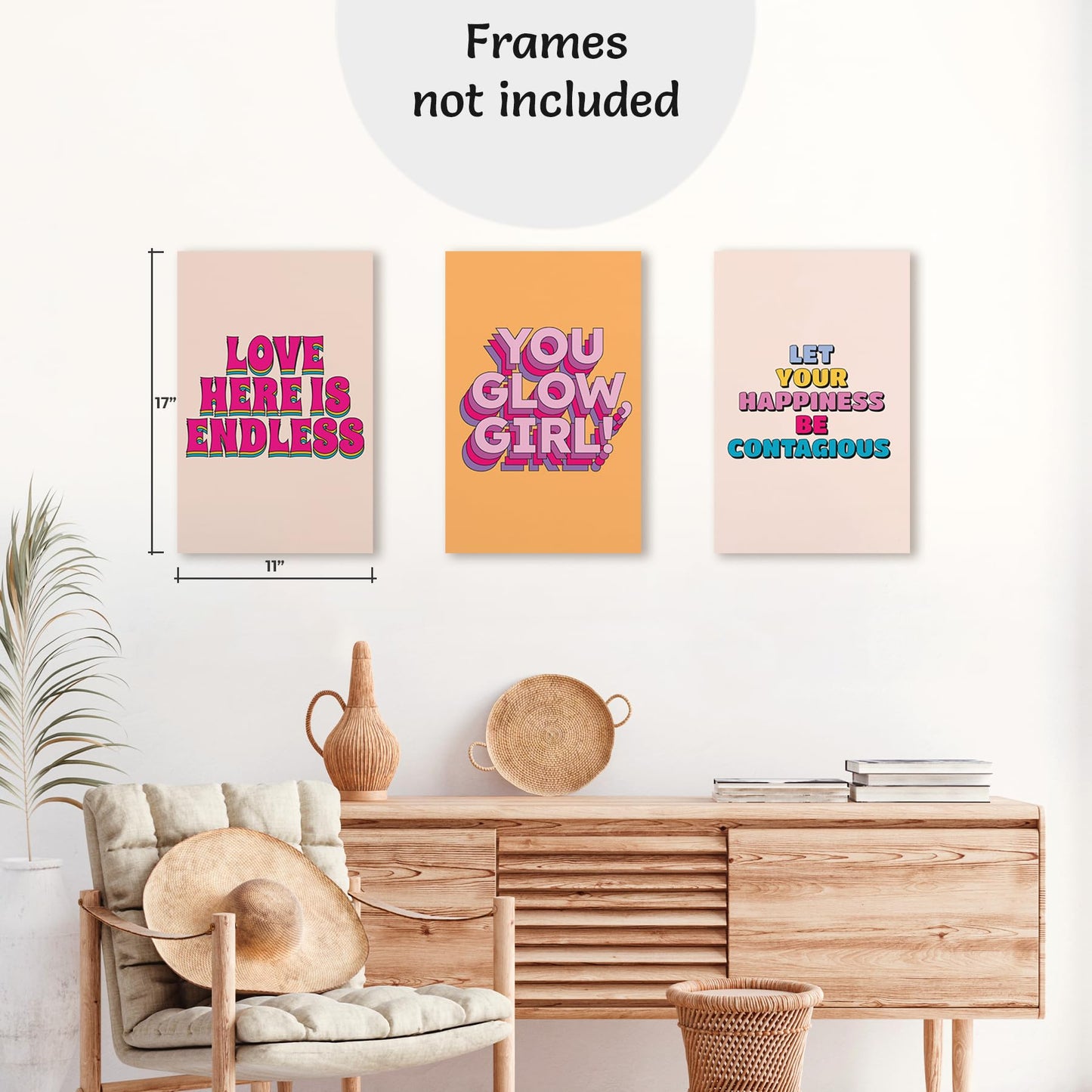 Throwback Traits Funky Posters For Preppy Wall Art - Girl Empowerment Posters For Funky Room Decor - Lbgtq Friendly Dorm Room Wall Decor - Unframed 6 Set Of Bright Retro Prints & Posters Size 11x17