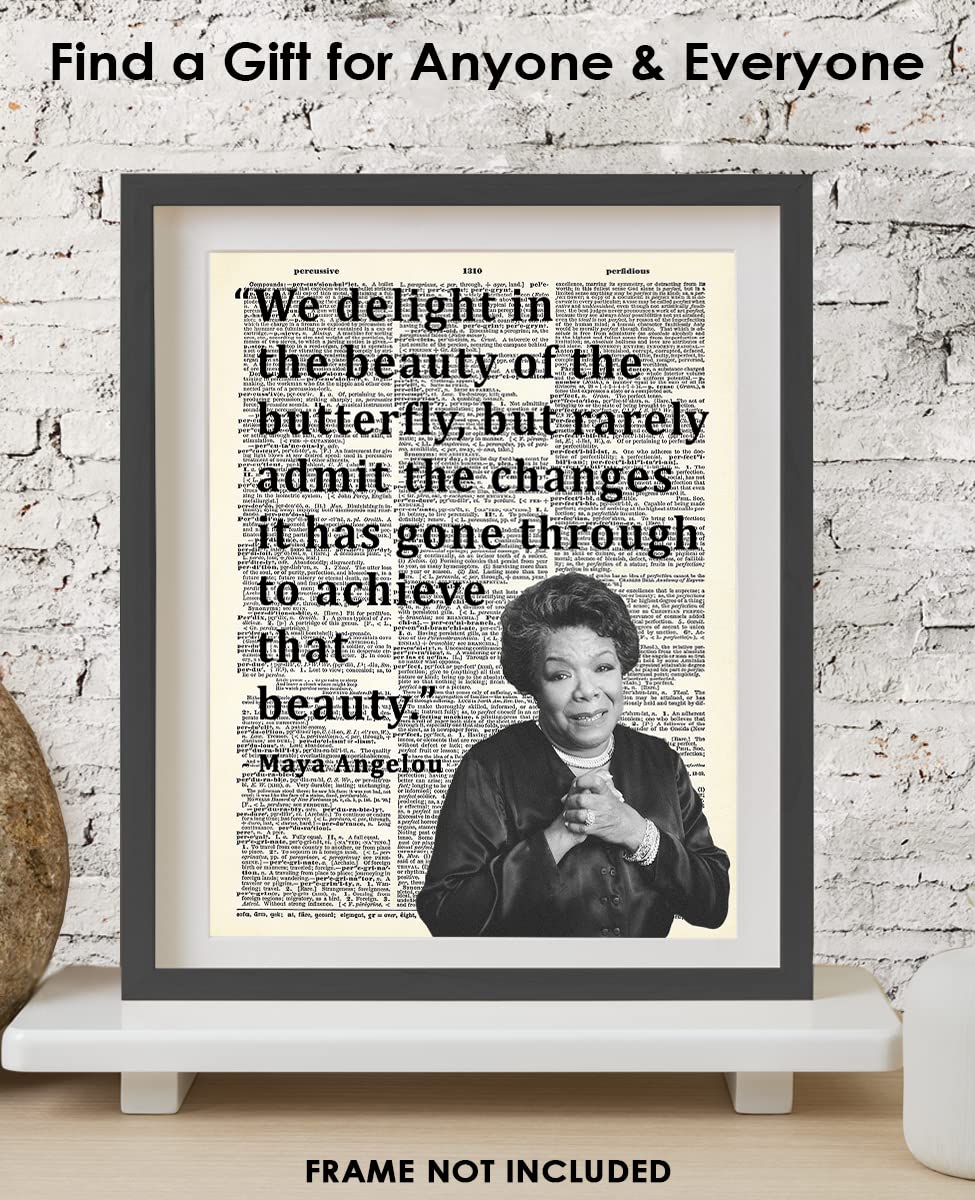 Inspirational Wall Art Poster "We Delight in the Beauty…", Maya Angelou 8x10 Motivational Wall Art & Positive Affirmations Wall Decor for Bedroom, Teen Girl, Boy & Office Decor for Men, Women