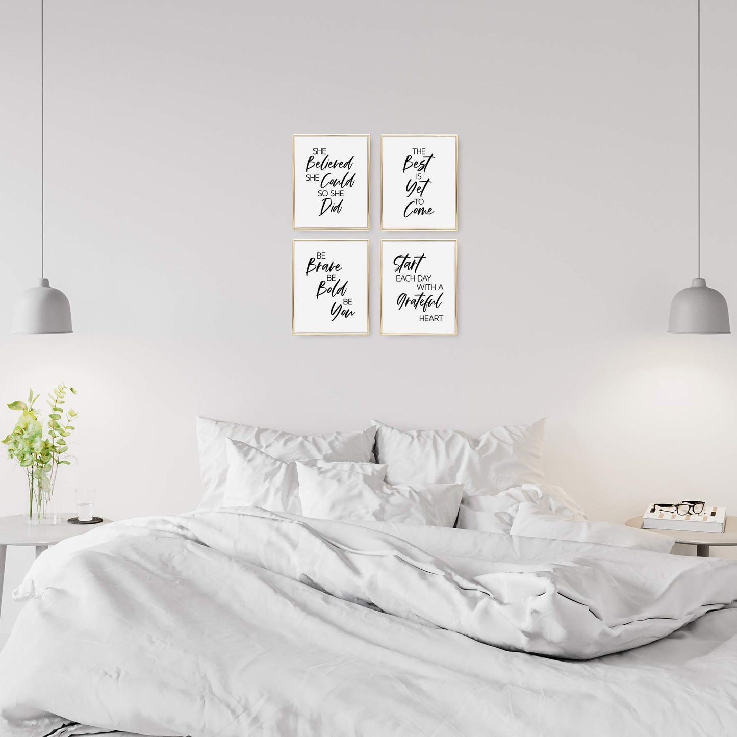 Brooke & Vine Inspirational Wall Decor Art Prints (UNFRAMED 8 x 10) Motivational Women Teen Girl Wall Art Posters for Office, Bedroom, Desk - Be Brave