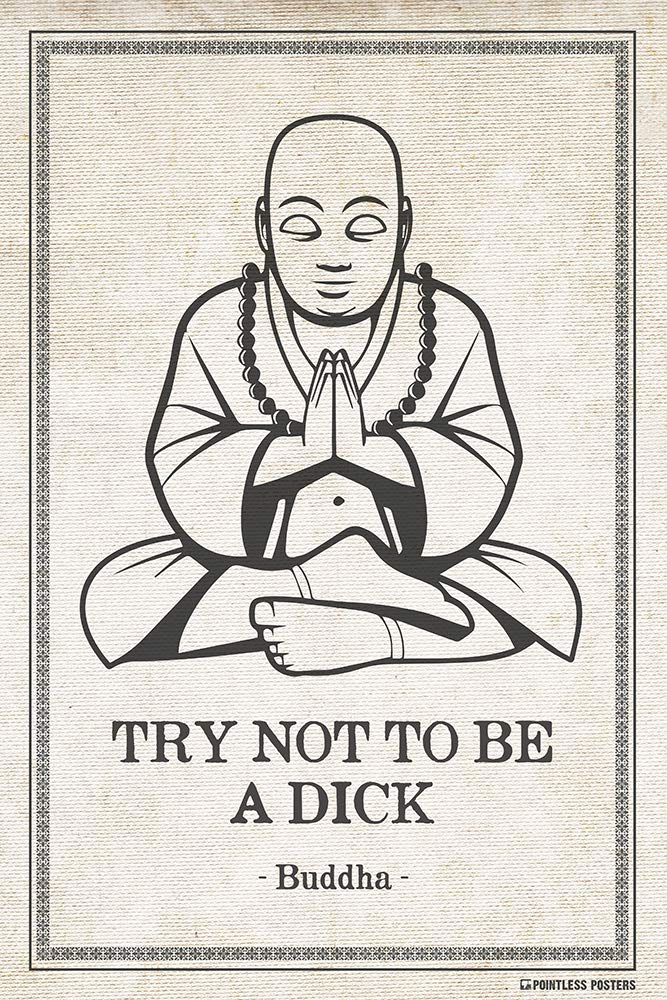 Pointless Posters Try Not To Be A Dick - Funny Buddha Quote Poster Print