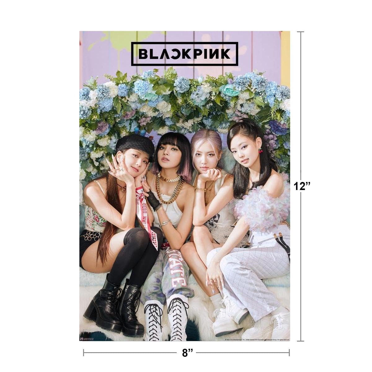 Blackpink Poster Merchandise Flowers Floral Group Photo Rose Lisa Jisoo Jennie Kpop Merch Album Kpop Room Decor For Walls Official Birthday Decorations Thick Paper Sign Print Picture 8x12