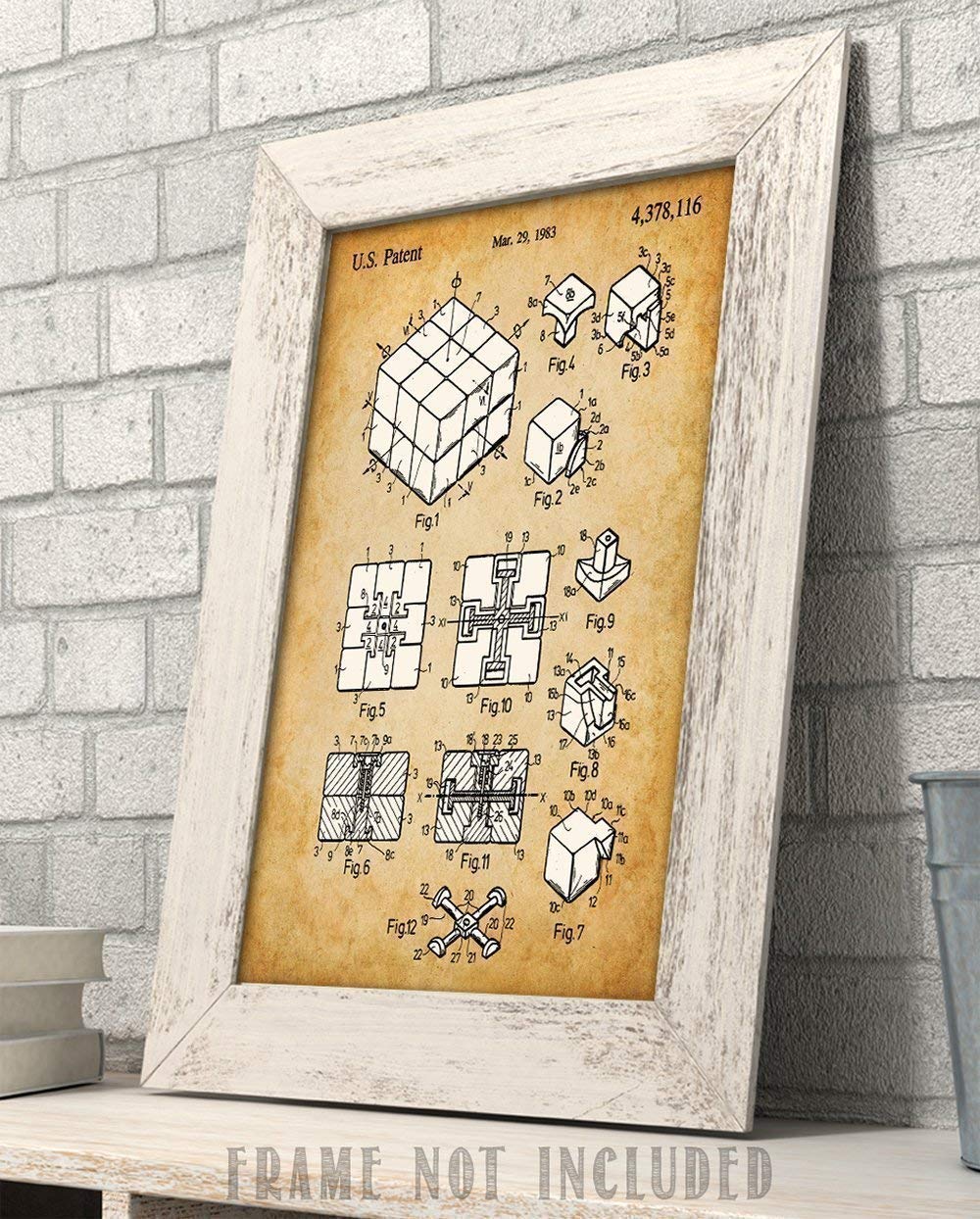 Rubik's Cube Patent Print - Vintage Puzzle Game Wall Art, Home Decor for Kid, Great Gift Idea for Gamer, Classic Bedroom Decor, 11x14 Unframed Poster Print