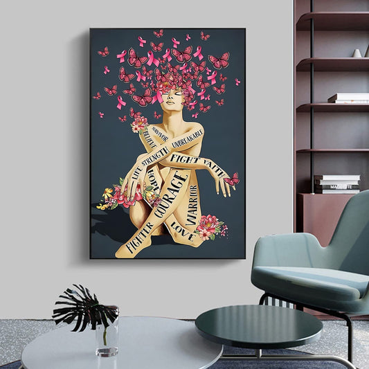 African American Wall Art Black Women Poster Black Queen Canvas Prints Black Afro Queen Paintings Wall Decor Butterfly Girl Black Art Paintings for Wall Picture for Living Room Decorations Unframed