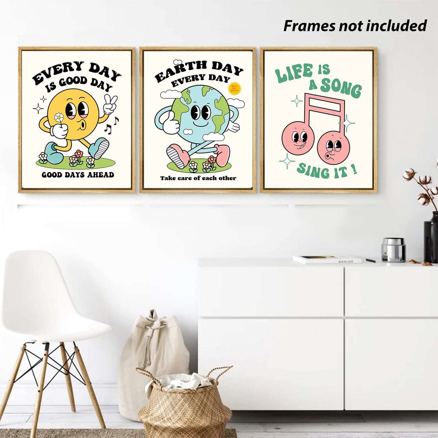 Retro Aesthetic Room Decor Vintage Cute Motivational Postive Quote Poster Print Wall Art Gift Home Bathroom Bedroom Unframed 6Pcs (8x10In)