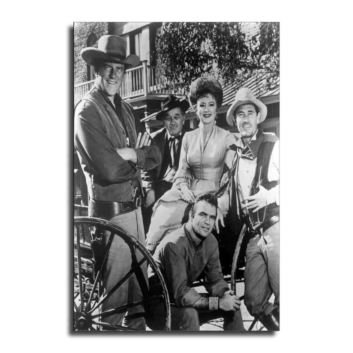 ZEEZFA Gunsmoke Cast Black and White Canvas Art Poster and Wall Art Picture Print Modern Family Bedroom Decor Posters 08x12inch(20x30cm)