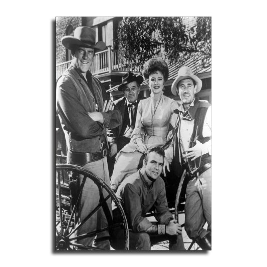 ZEEZFA Gunsmoke Cast Black and White Canvas Art Poster and Wall Art Picture Print Modern Family Bedroom Decor Posters 08x12inch(20x30cm)