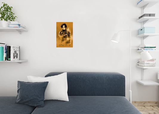 Dune Paul Atreides With Knife Savior Timothee Chalamet Graphic Official Merchandise 2021 Movie Merch Denis Villeneuve Film Frank Herbert Book Series It Begins Cool Wall Decor Art Print Poster 12x18