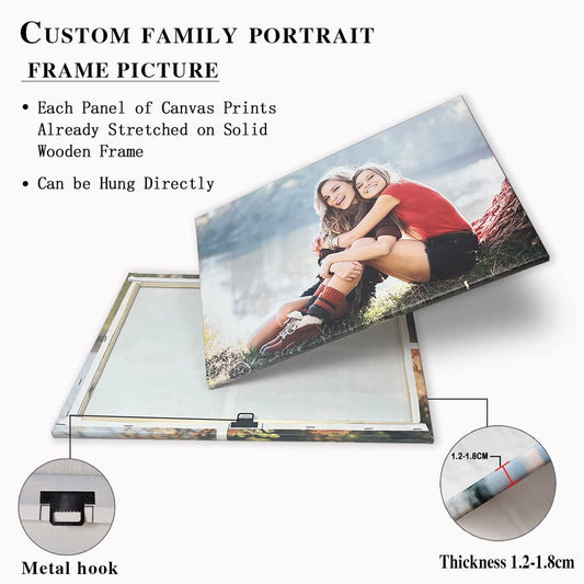 QIXIANG Custom Canvas Prints Baby Photo Frame 8"x8" Personalized Customized Family Picture Poster for Room Decor Ready to Hang (8"x8"(20x20cm) Frame)