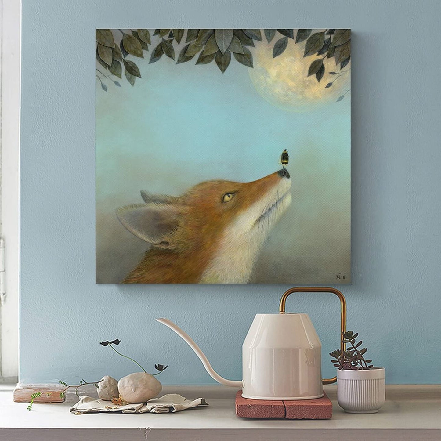 Wall Art Woodland Nursery Animals Fox Bees Nordic Posters And Printed Wall Paintings Canvas Painting Posters And Prints Wall Art Pictures for Living Room Bedroom Decor 12x12inch(30x30cm) Unframe-styl