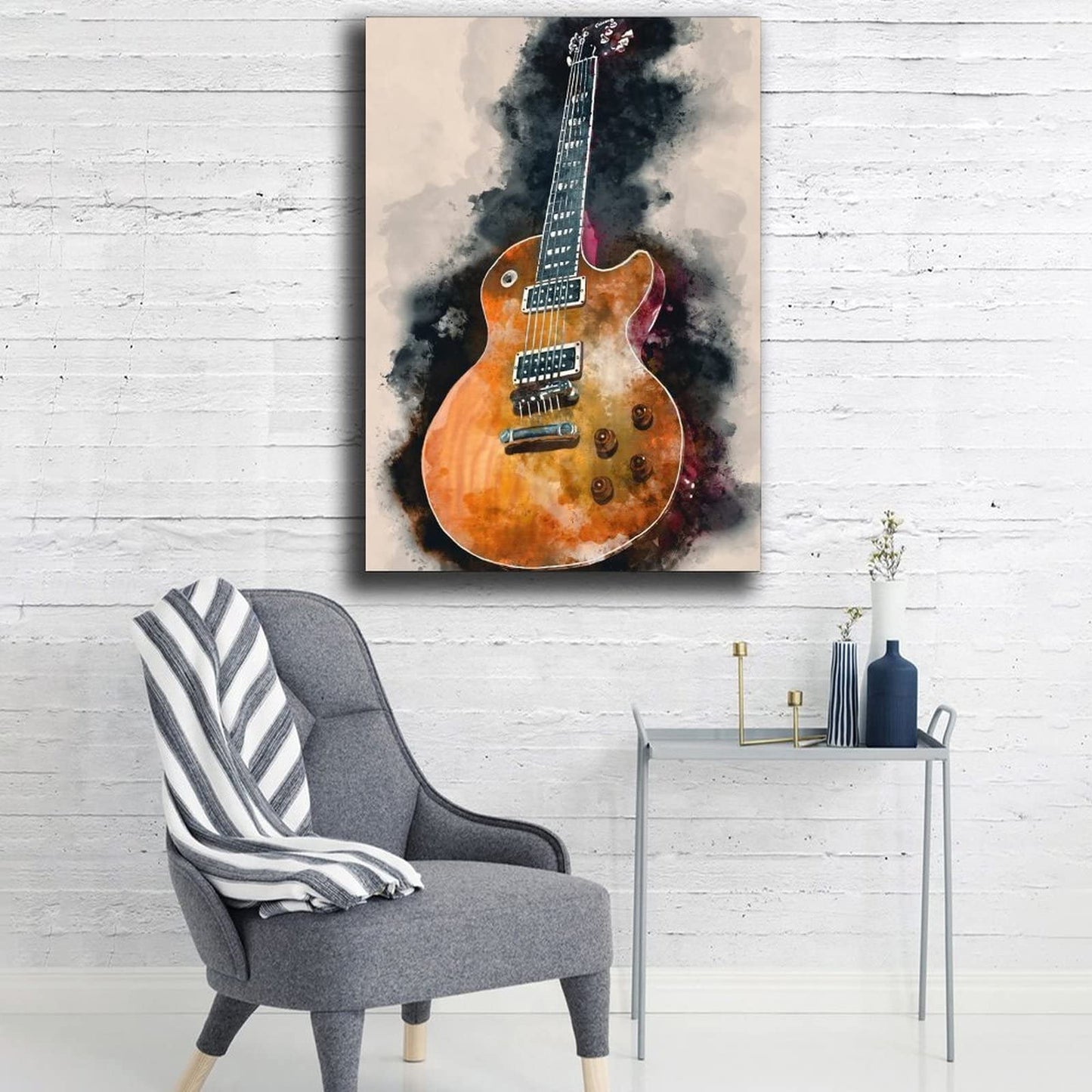 Zbin Vintage Style Guitar Miusic Canvas Art Print Posters Rock N Roll Musical Instruments Painting Pictures Concert House Bar Home Wall Decor Prints 16x24 inch, 16x24inch(40x60cm)