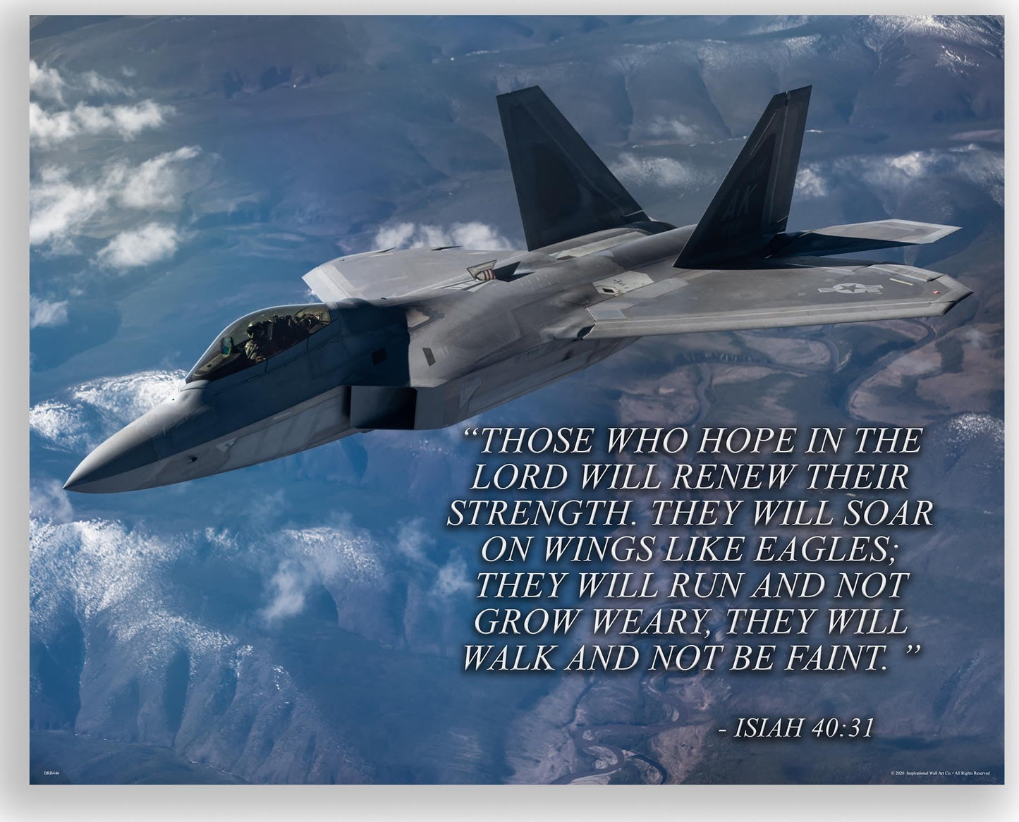 Inspirational Wall Art Co. - Bible Verse - Veteran Air Force Jet Aircraft Sky Infantry Religious Motivational Players Quotes Posters - Print Home Gift Bedroom Decor - 11X14 inches