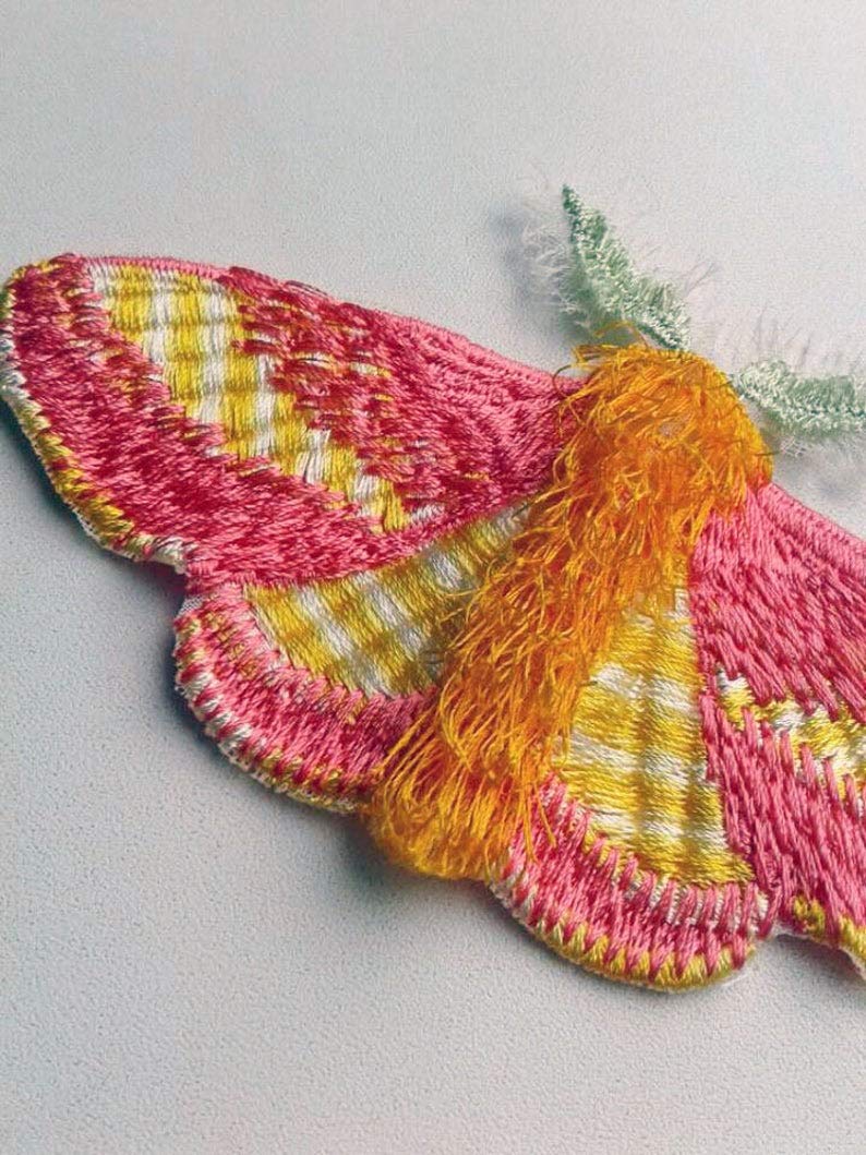 EmbroideryMoks rosy maple moth patch Embroidered Patches