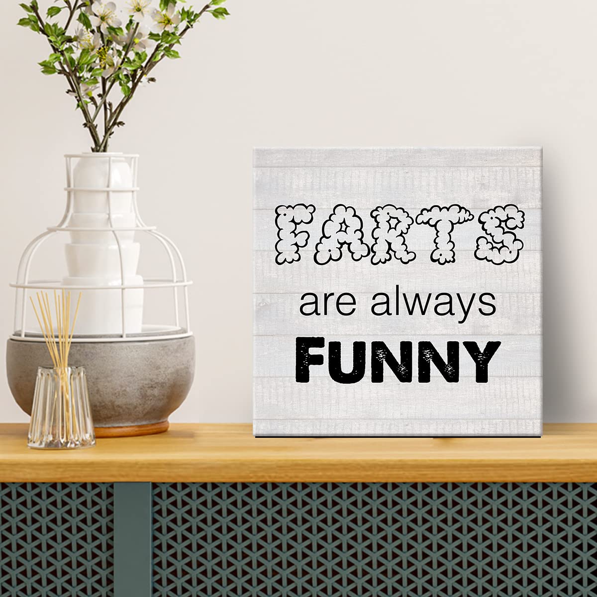 Country Humor Bathroom Canvas Prints Wall Art Decor Funny Bathroom Poster Painting Framed Artwork 8 x 8 Inch Home Restroom Shelf Wall Decoration Housewarming Gift
